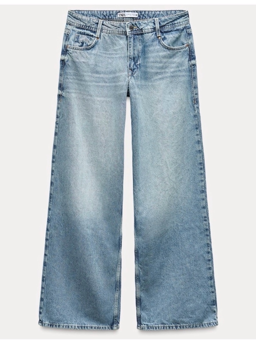 TRF Low Rise Cropped Wide Leg Jeans from Zara in light blue, size 6